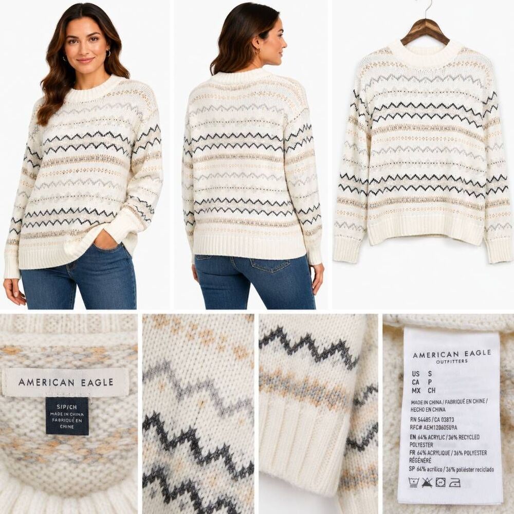 American Eagle Fair Isle Crewneck Sweater Women's S